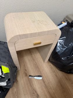Grasscloth Nightstand with Drawer and Shelf