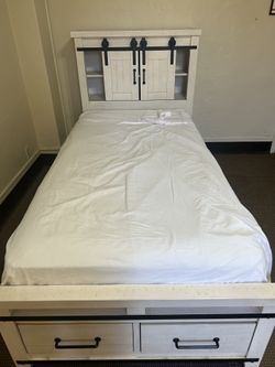 Twin bed frame and mattress