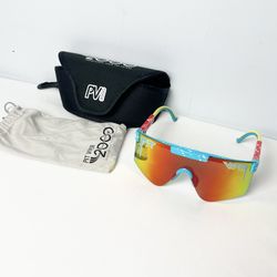 PIT VIPER 2000s Sunglasses -The TP Roll Red Blue/Yellow/Orange Shield Authentic