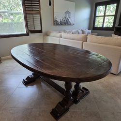 Theodore Alexander "Castle Bromwich" Antiqued Wood Oval Trestle Dining Table (78" x 46")