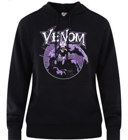 Marvel Men's Venom Graphic Print Hoodie with Long Sleeves, Large