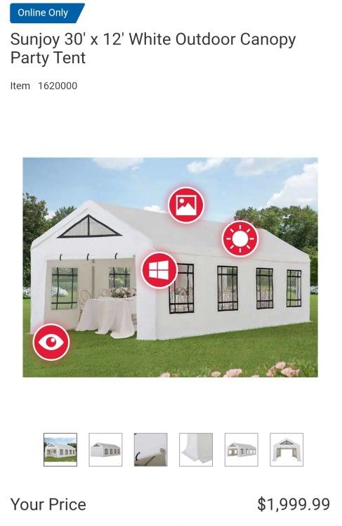 Sunjoy 30' x 12' White Outdoor Canopy Party Tent $1,100