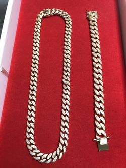 Gold filled Cuban link bussdown chain and bracelet