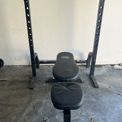 Bench Squat rack And Weights