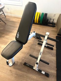 Workout bench & Olympic storage rack