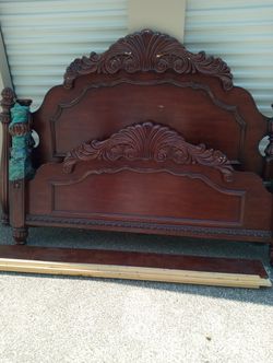 Amish Wood Design Bedframe For Queen Size Bed 