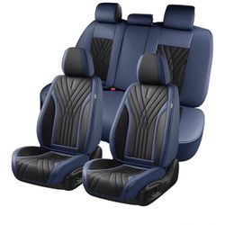 FLORICH Seat Covers for Cars, Seat Covers Full Set 5 Seats, Waterproof car seat Protector, Leather Car Seat Cushion Protector, Black and Blue Automoti