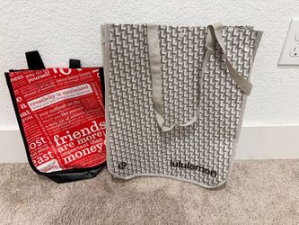 2pc Lululemon Reusable Totes 1 Used Small Bag 1 New Large Multi Color