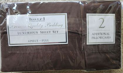 Premier bedding 6 piece full sheet set, dark brown