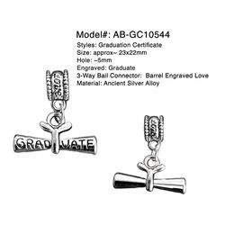 Pendant Charms fits PANDORA charm bracelet: Graduation Certificate