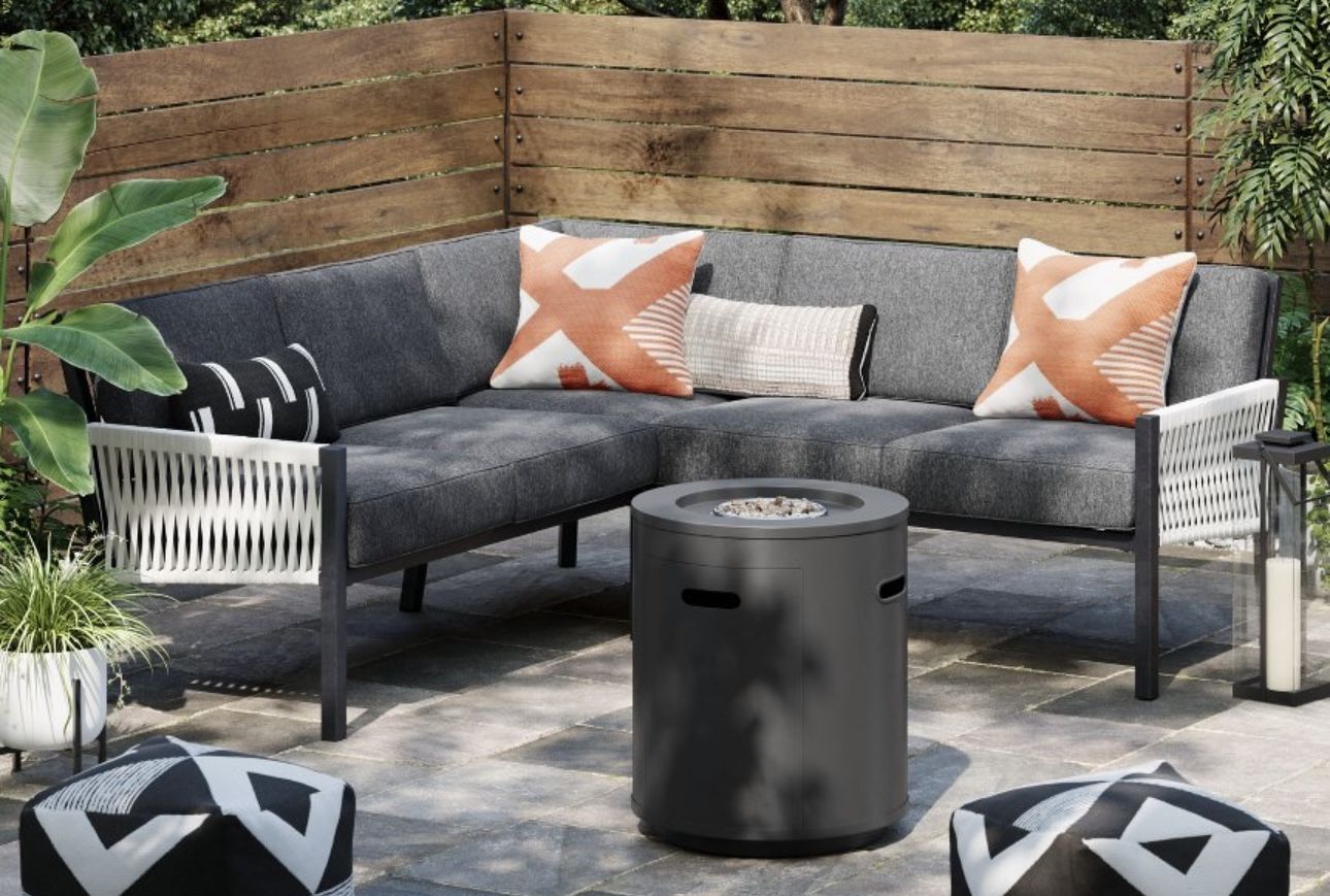 Round Metal Outdoor Column Fire Pit Black - Threshold™