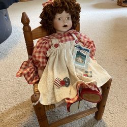 Betsy’s Tea Time Porcelain Doll W/chair