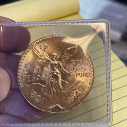 Mexican 50 Peso Coin Pure Gold