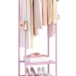 Brand New In Box Pink Wardrobe On Wheels Girls Room Clothing Rack Shoe Rack
