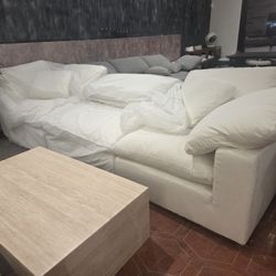 Brand New Gorgeous 3  piece modular Cloud Like Sofa Upholstered In Performance Fabric