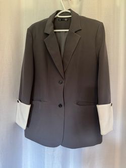 Two-Button Blazer with Contrast Cuffs