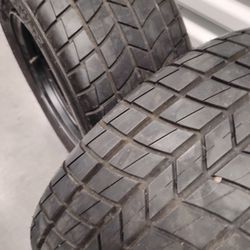4 New Golf Cart Tires  + 4 Steel Rims (2 Tires Mounted)