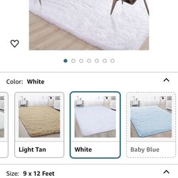 New White Fluffy Rug 11’10” Long X  7’9”wide
