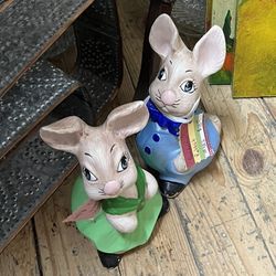 HALF OFF SALE!!! Set Of Hand painted Rabbits 