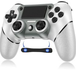 Wireless Controller for PS4, Wired P-4 Pro Controller with Paddles, White P-4 Controller Accessories, P-4 Accessories Perfect Adaptive Full Version 4/