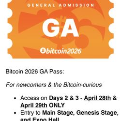 Bitcoin Conference GA Ticket