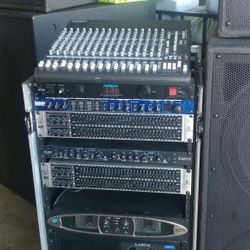Equalizer, mixer, speakers, crossovers