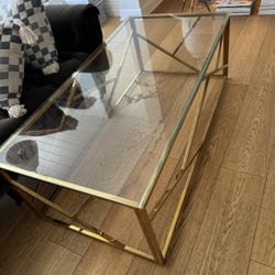 Beautiful Golden Glass-top Coffee Table