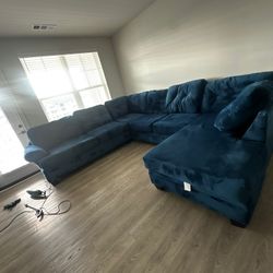 Oversized U Sectional Navy Blue 