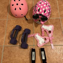 Set of girls bicycle equipment and gym equipment for $50 OR BEST OFFER-Used a bit!