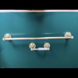 Brass Towel Bar & Brass Toilet Paper Holder