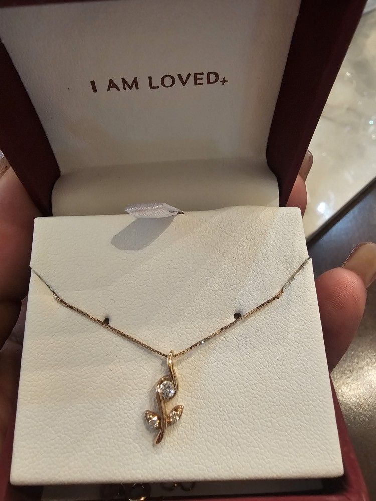 Diamond Necklace, Rosegold Earings