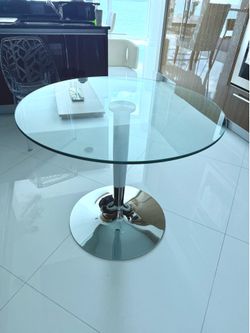 Authentic Calligaris Planet Round Glass Dining Table- 35 3/8”