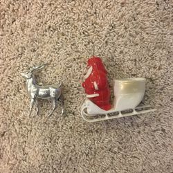 Celluloid Santa With Deer