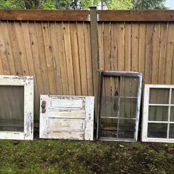Vintage wood windows and door pieces