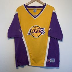 Vintage Champion Lakers Shooting Shirt 90s Medium