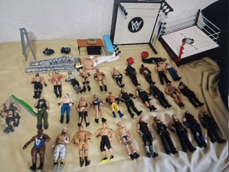 WWE Wrestler Figure Lot, 40+ Fighters, Rings, Belts