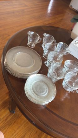 Vintage MacBeth Evans Depression Era "S Pattern" aka "Stippled Rose Band" Clear