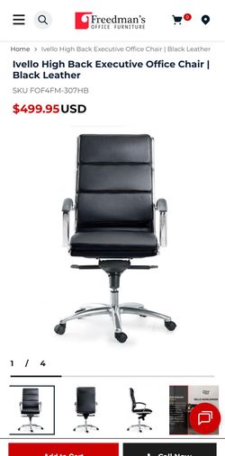 High Back Executive Office Chair | Black Leather