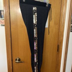VS PINK silver and gold sequin joggers