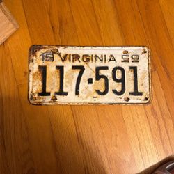 1959 VA License Plate 