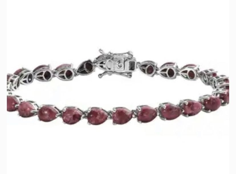 Beautiful Norwegian Thulite Tennis Bracelet -new!