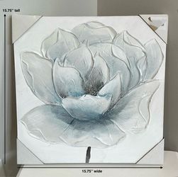 Brand New Elico Ltd Textured White & Blue Floral Art