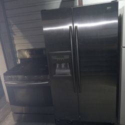 Stainless Maytag Fridge And Samsung Stove 