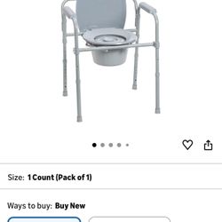 Drive Medical 11148CE-4 Folding Steel Bedside Commode Chair, Portable Toilet, 350 Pound Weight Capacity with 7.5 Qt. Bucket