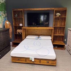 Solid Wood Queen Murphy Cabinet Bed - Timberline 