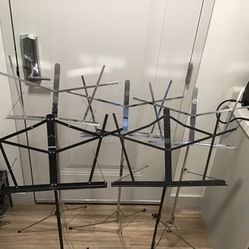 Hamilton Folding Music Stand, 2 section 3 Chrome & 2 Black) Used Total=10 Pieces