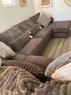 Sofia Chocolate Brown 159” - 4 piece sectional right arm facing chaise