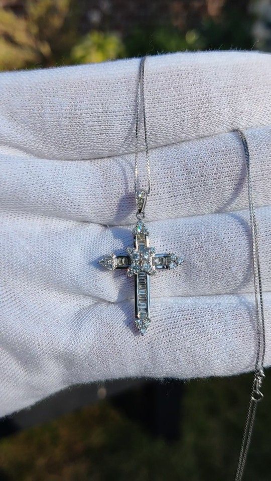White Gold Lab Diamond Cross