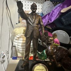 Walt Disney & Mickey Mouse Cold Cast Bronze Partners Statue/rare