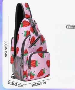 small Crossbody Sling Bag for Hiking Travel （strawberry）